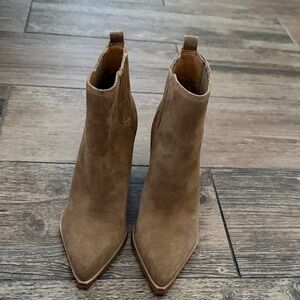 Marc Fisher Tan Suede Pointed Ankle Booties